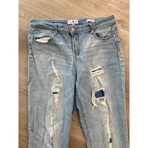 Black Daisy Kate Women's Distressed Ripped Straight Leg Jeans Blue Size 13 - Picture 6 of 9